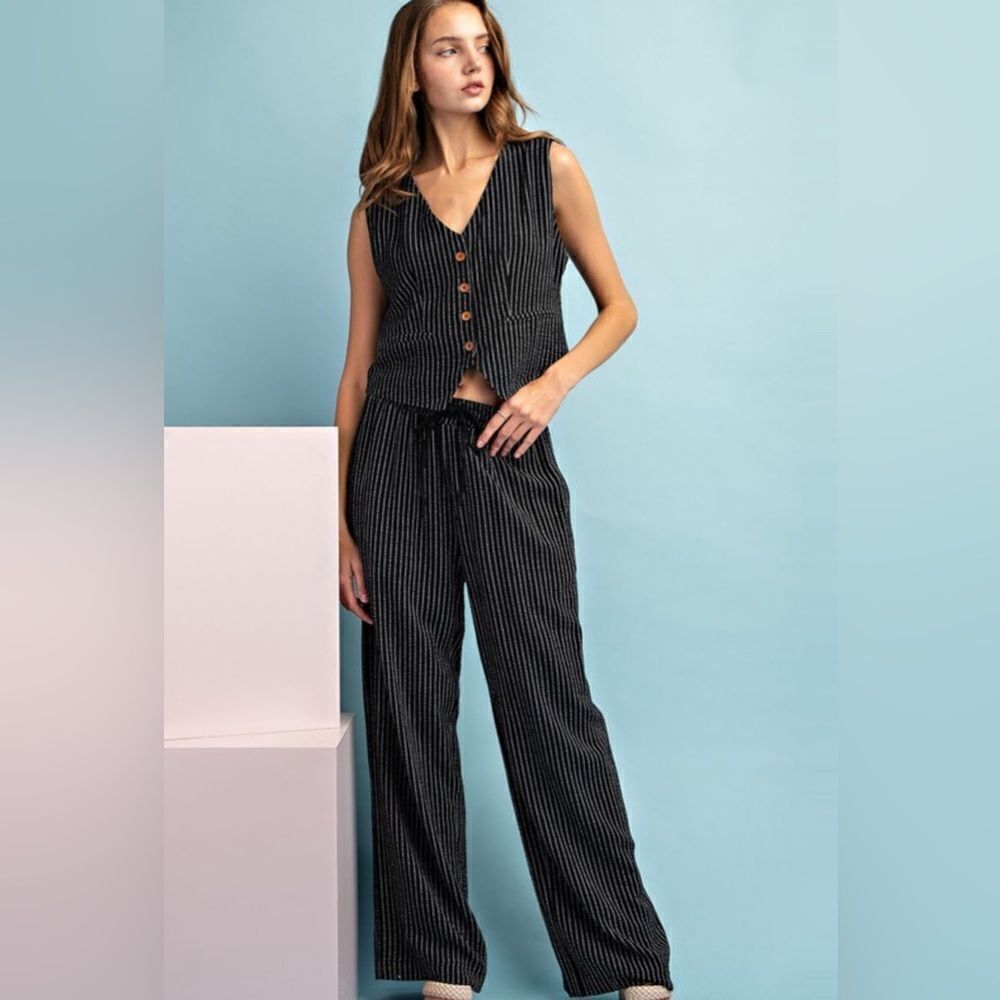 095. PINSTRIPE BUTTON DOWN VEST & PANT SET - Picture 8 of 13